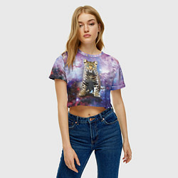 Футболка 3D укороченная женская Space leopard, цвет: 3D-принт — фото 2