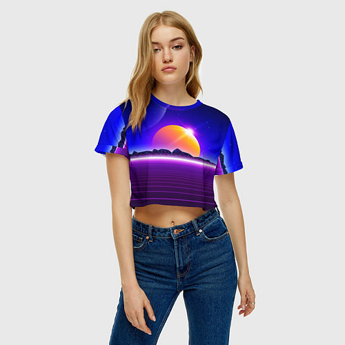 Женский топ Mountains - sun - space - vaporwave / 3D-принт – фото 3