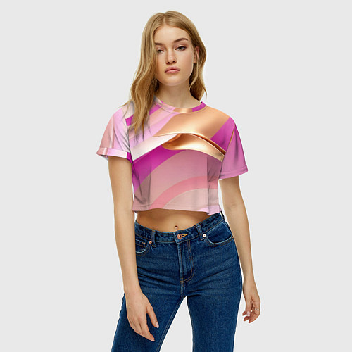 Женский топ Розовый с золотом абстрактный фон / 3D-принт – фото 3