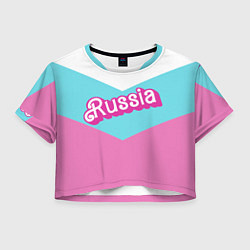 Футболка 3D укороченная женская Russia - barbie style, цвет: 3D-принт