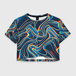 Футболка 3D укороченная женская Abstract waves, цвет: 3D-принт