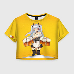 Футболка 3D укороченная женская Пивняшка, цвет: 3D-принт