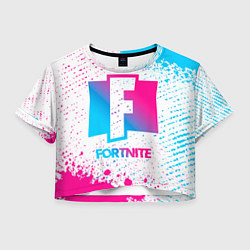 Футболка 3D укороченная женская Fortnite neon gradient style, цвет: 3D-принт