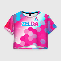 Футболка 3D укороченная женская Zelda neon gradient style: символ сверху, цвет: 3D-принт