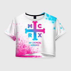 Футболка 3D укороченная женская My Chemical Romance neon gradient style, цвет: 3D-принт