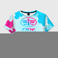 Футболка 3D укороченная женская FAW neon gradient style, цвет: 3D-принт