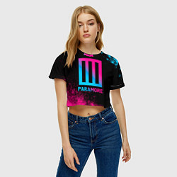 Футболка 3D укороченная женская Paramore - neon gradient, цвет: 3D-принт — фото 2