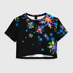 Женский топ Неоновые снежинки - Новый год