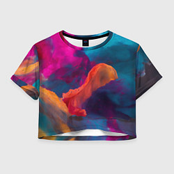 Футболка 3D укороченная женская Акварельные краски, цвет: 3D-принт