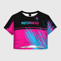 Футболка 3D укороченная женская Motorhead - neon gradient посередине, цвет: 3D-принт