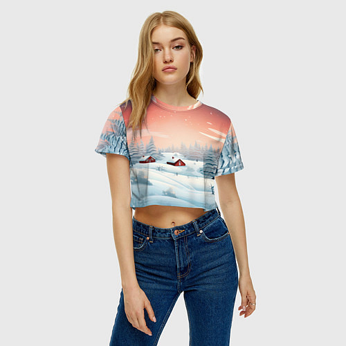 Женский топ Погружение в зимнюю атмосферу / 3D-принт – фото 3