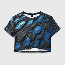 Футболка 3D укороченная женская Синяя текучая субстанция, цвет: 3D-принт