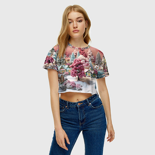 Женский топ Зимний закат новый год / 3D-принт – фото 3