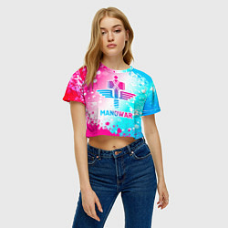 Футболка 3D укороченная женская Manowar neon gradient style, цвет: 3D-принт — фото 2