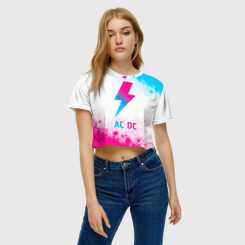 Женский топ AC DC neon gradient style / 3D-принт – фото 3