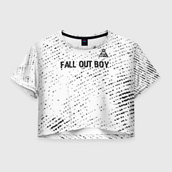 Футболка 3D укороченная женская Fall Out Boy glitch на светлом фоне посередине, цвет: 3D-принт