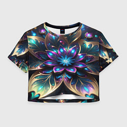 Футболка 3D укороченная женская Абстрактный фрактальный цветок, цвет: 3D-принт
