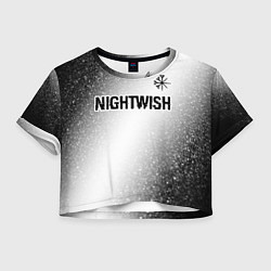 Футболка 3D укороченная женская Nightwish glitch на светлом фоне посередине, цвет: 3D-принт