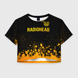 Футболка 3D укороченная женская Radiohead - gold gradient посередине, цвет: 3D-принт