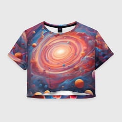 Футболка 3D укороченная женская Галактика в спирали, цвет: 3D-принт