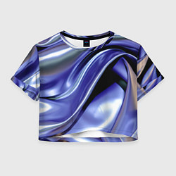 Футболка 3D укороченная женская Синяя вязкая абстракция, цвет: 3D-принт
