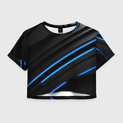 Женский топ Синие неоновые линии на черном
