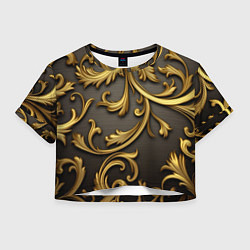 Футболка 3D укороченная женская Gold abstract, цвет: 3D-принт