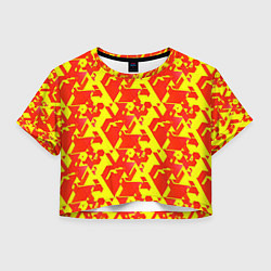 Женский топ Красные фигуры на жёлтом фоне