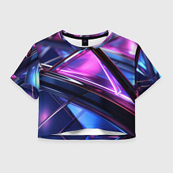 Футболка 3D укороченная женская Фиолетовые абстрактные треугольники, цвет: 3D-принт