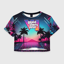 Футболка 3D укороченная женская GTA 6 summer abstract, цвет: 3D-принт