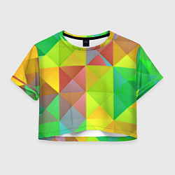 Футболка 3D укороченная женская Разноцветные фигуры, цвет: 3D-принт