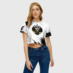 Футболка 3D укороченная женская Герб РФ имперская символика, цвет: 3D-принт — фото 2