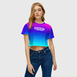 Футболка 3D укороченная женская Stranger Things gradient colors, цвет: 3D-принт — фото 2