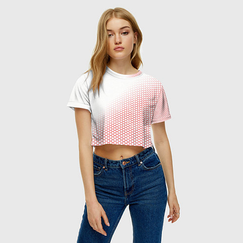 Женский топ Красно-белый соты / 3D-принт – фото 3