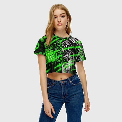 Женский топ Железный череп и зелёные линии / 3D-принт – фото 3