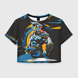 Футболка 3D укороченная женская Крутой викинг, цвет: 3D-принт