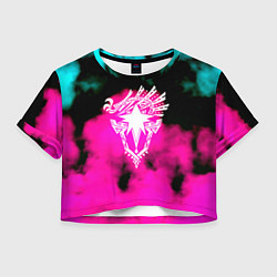 Футболка 3D укороченная женская Монстр хантер неоновые фон, цвет: 3D-принт