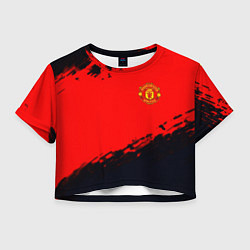 Футболка 3D укороченная женская Manchester United colors sport, цвет: 3D-принт