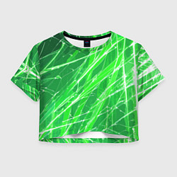 Женский топ Белые линии на зелёном фоне