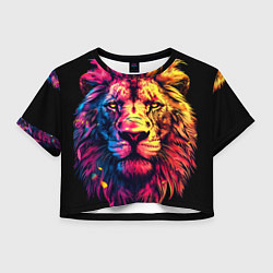 Футболка 3D укороченная женская Старый огненный лев, цвет: 3D-принт