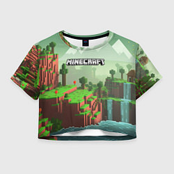 Футболка 3D укороченная женская Minecraft logo квадратный мир игры, цвет: 3D-принт