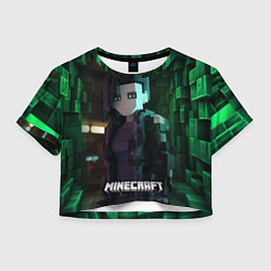 Футболка 3D укороченная женская Minecraft matrix, цвет: 3D-принт