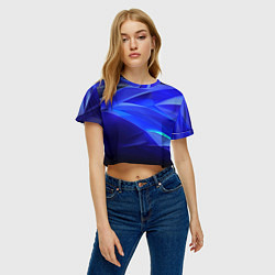 Футболка 3D укороченная женская Black and blue abstract background sport style, цвет: 3D-принт — фото 2