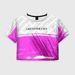 Футболка 3D укороченная женская Leicester City pro football посередине, цвет: 3D-принт