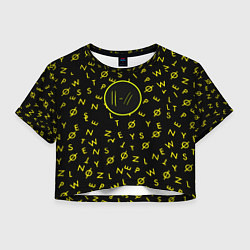 Футболка 3D укороченная женская Twenty one pilots pattern rock yellow, цвет: 3D-принт