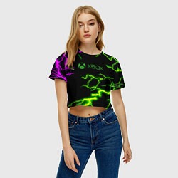 Футболка 3D укороченная женская Xbox storm молнии, цвет: 3D-принт — фото 2