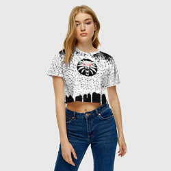 Футболка 3D укороченная женская Ведьмак лого средневековье, цвет: 3D-принт — фото 2