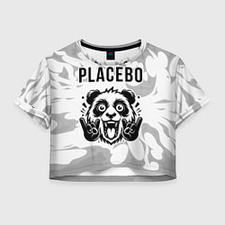 Футболка 3D укороченная женская Placebo рок панда на светлом фоне, цвет: 3D-принт