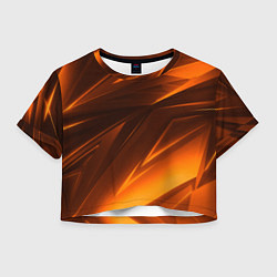 Футболка 3D укороченная женская Geometry stripes orange, цвет: 3D-принт