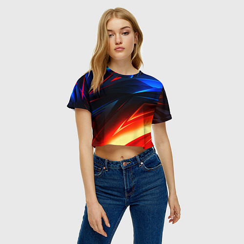 Женский топ Geometry stripes neon steel / 3D-принт – фото 3